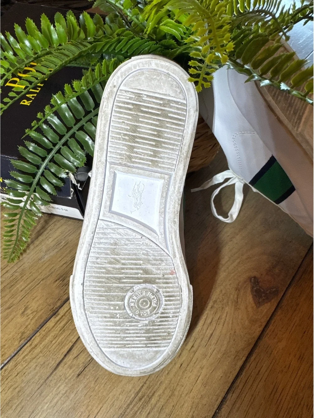 Polo Ralph Lauren Geoff Boys White Green & Navy Sneakers Size 3